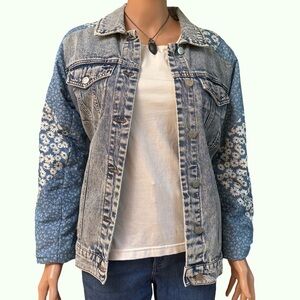 Anthropologie Avec Les Filles Blue Denim Patchwork Jacket Medium